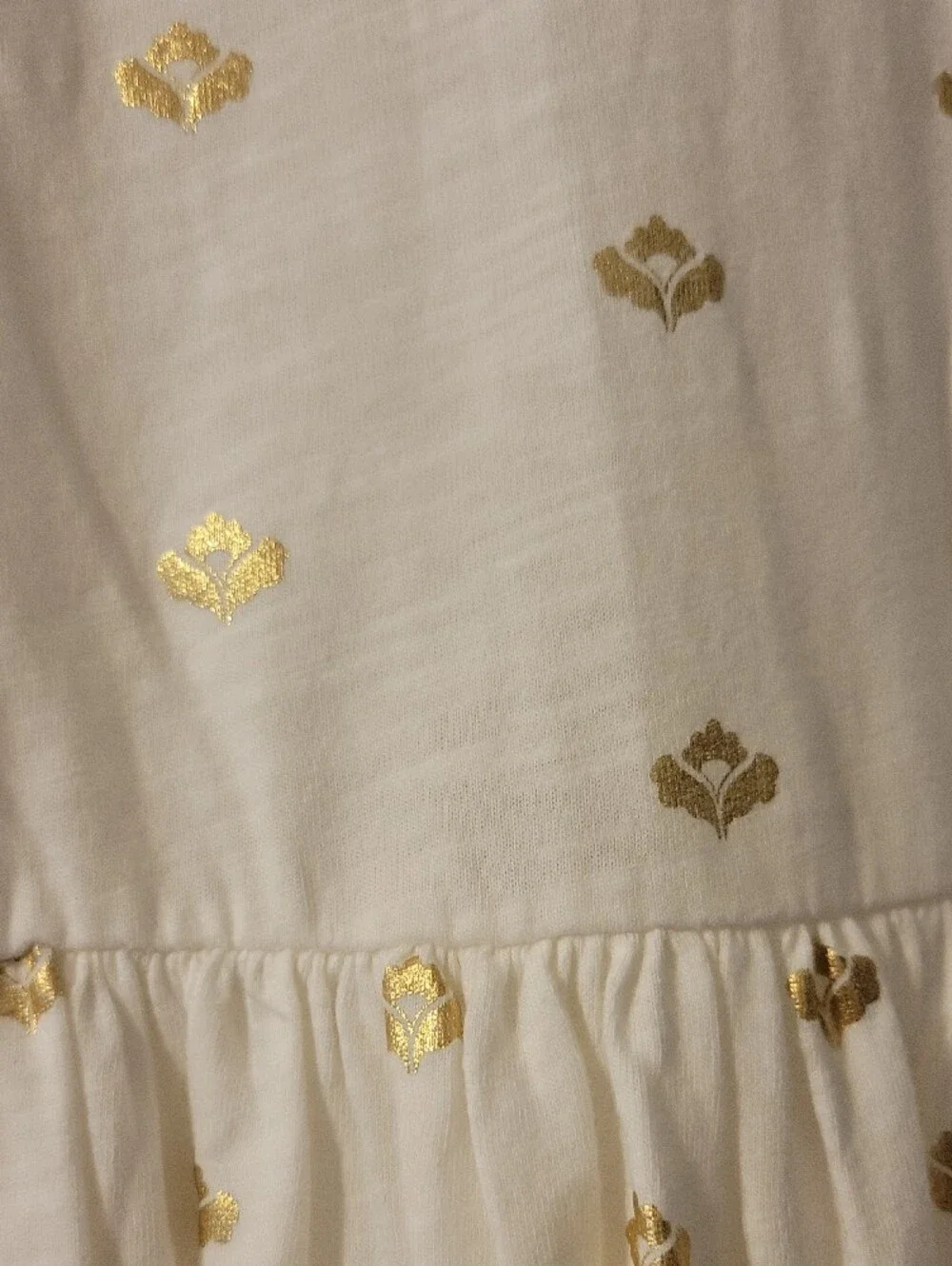 NWT Boden Cream Dress with Gold Foil Motif